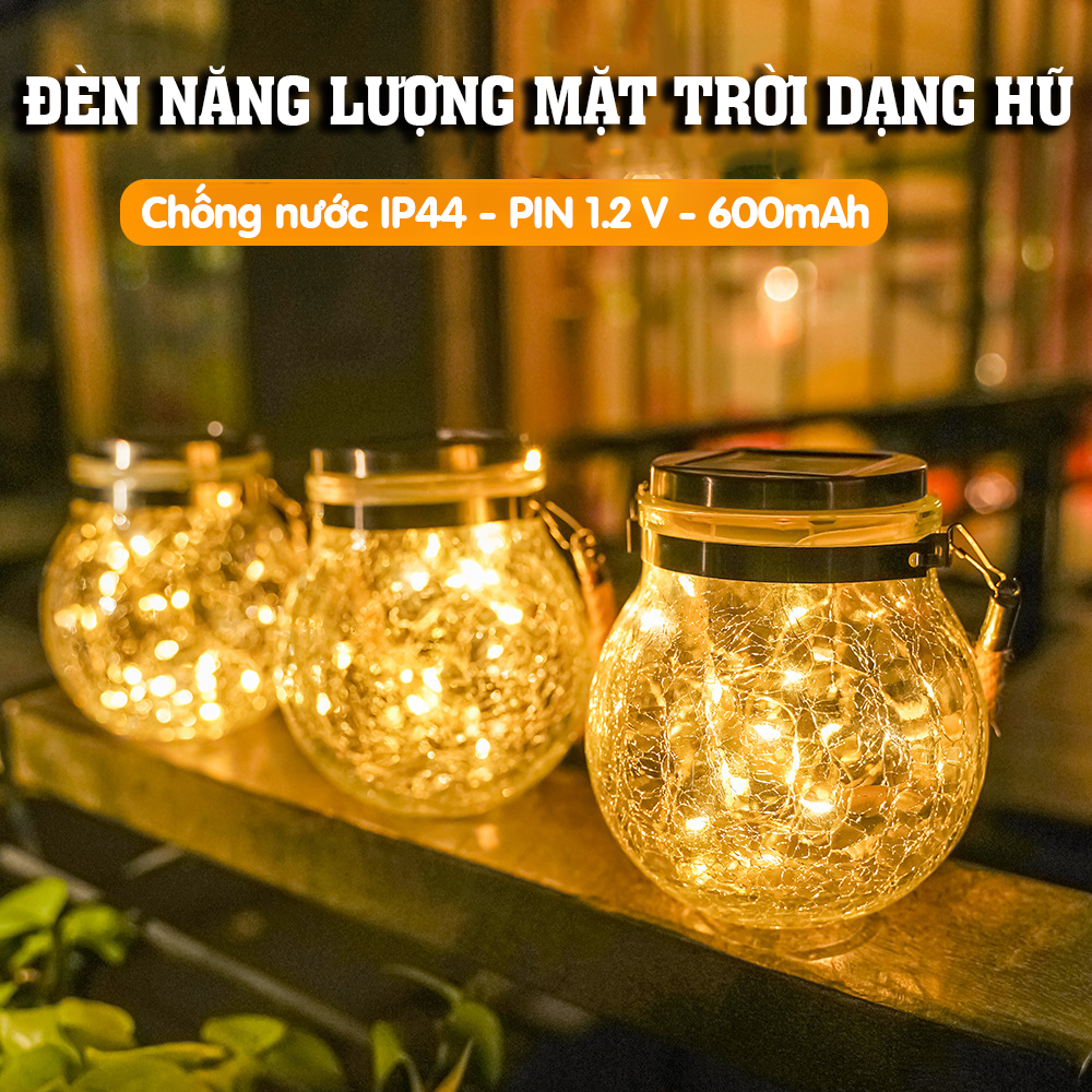 Đèn Trang Trí Năng Lượng Mặt Trời Hình Hũ, Không Cần Nối Dây, Dễ Dàng Lắp Đặt - DA3009