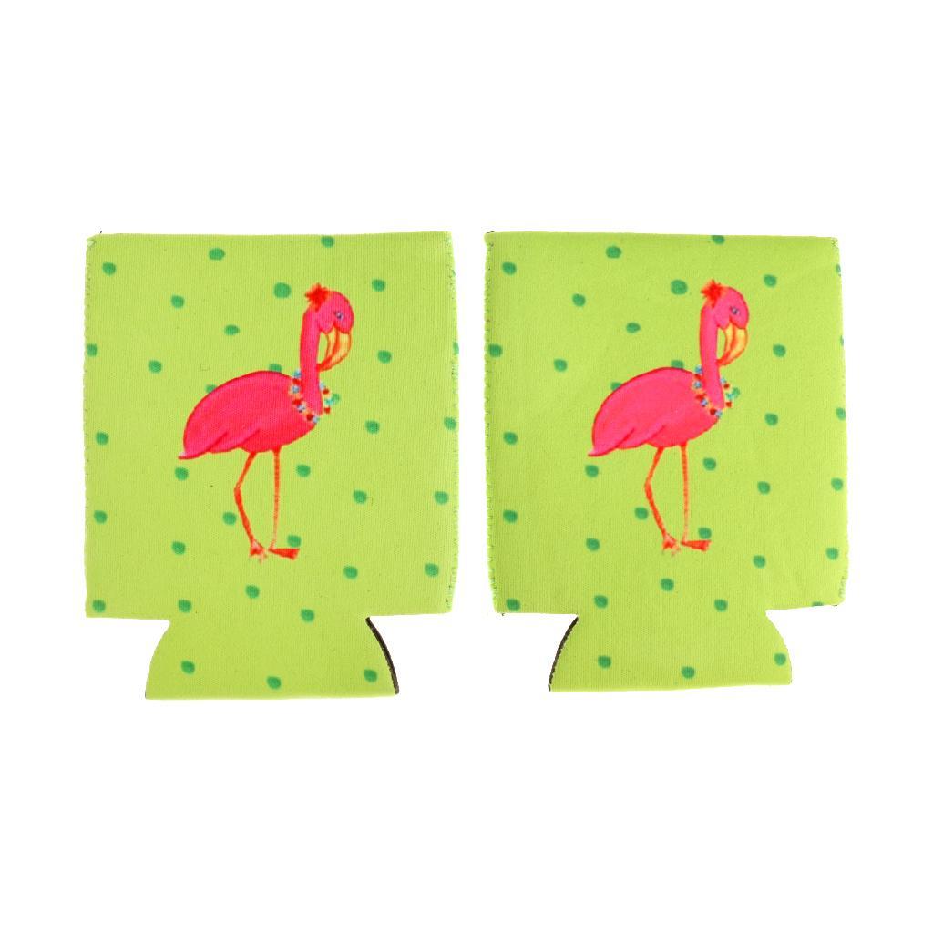 1 Pair of Flamingo Stubby Beer Bottle Tin Can Cooler Sleeve Wedding Favors