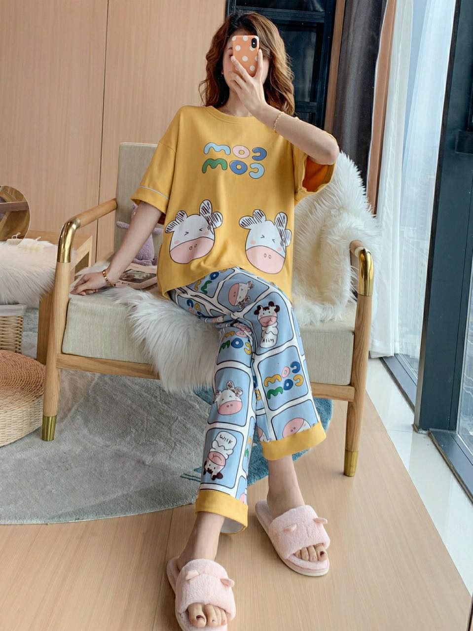 Đồ Bộ Pyjama Dài Tay, Đồ Ngủ Mặc Nhà Pizama Nữ Siêu Dễ Thương in hình họa tiết dễ thương,phù hợp mang mùa thu đông