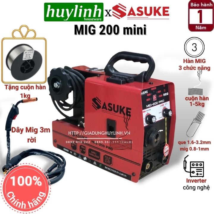 Máy hàn Mig Không dùng khí KENMAX - SASUKE MIG 200 PRO - DÂY MIG RỜI 3M - CUỘN DÂY 1KG - 5KG