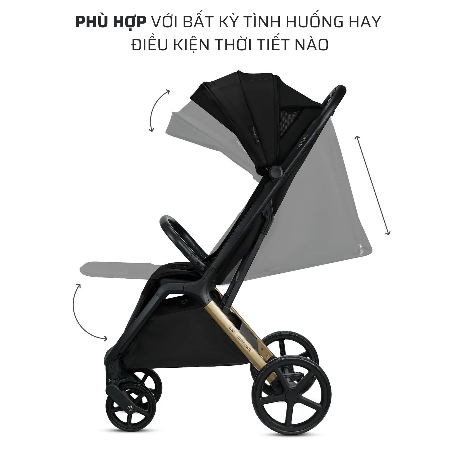 Xe đẩy gấp gọn cho bé từ sơ sinh Kinderkraft LOOM - Màu đen