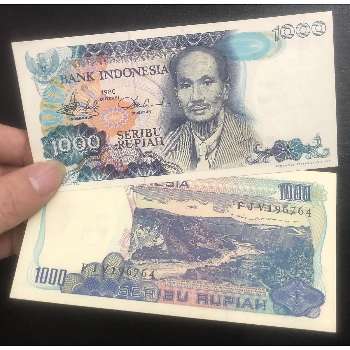 Tiền thế giới 1000 Rupiah Indonesia 1980 sưu tầm, tặng kèm phơi bảo quản