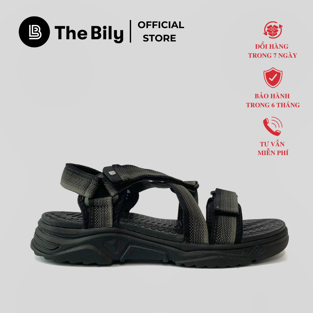 Giày Sandal Nam The Bily Quai Chéo Đôi - Xám Thổ Cẩm BL02XTC