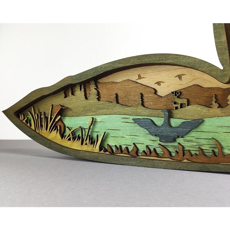 Đồ trang trí con vịt bằng gỗ có đèn LED trang trí phong cách Retro