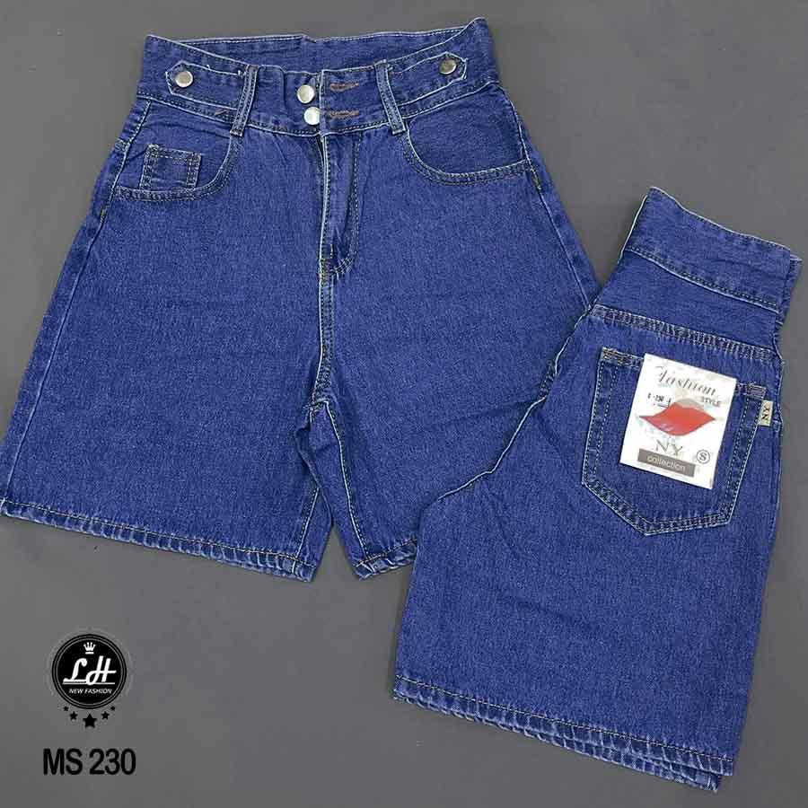 Quần jean ngố ống rộng, siêu cao, lưng cách điệu Lê huy fashion Ms 230