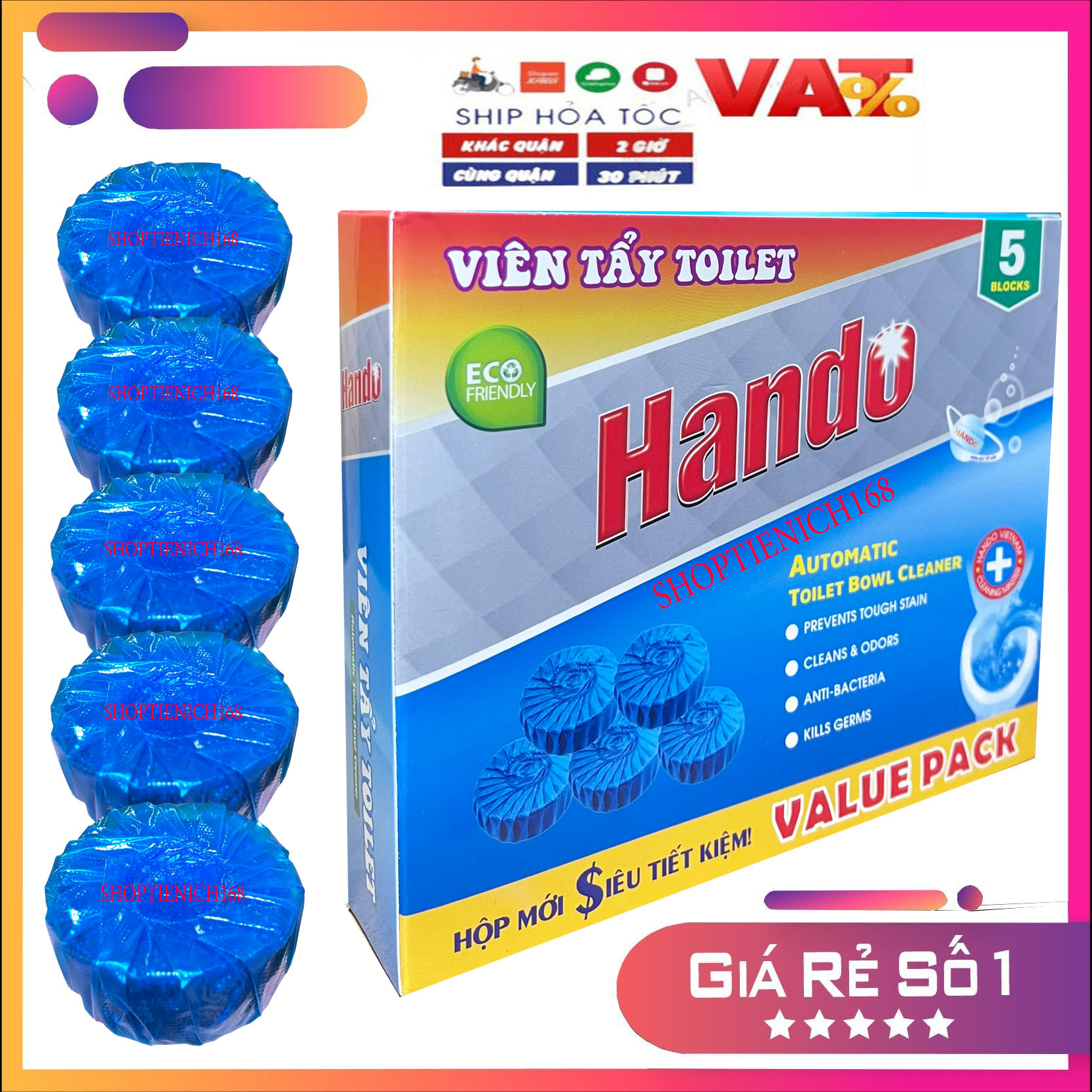 Viên thả bồn cầu tự động làm sạch,khử mùi hiệu quả Hộp 5 viên