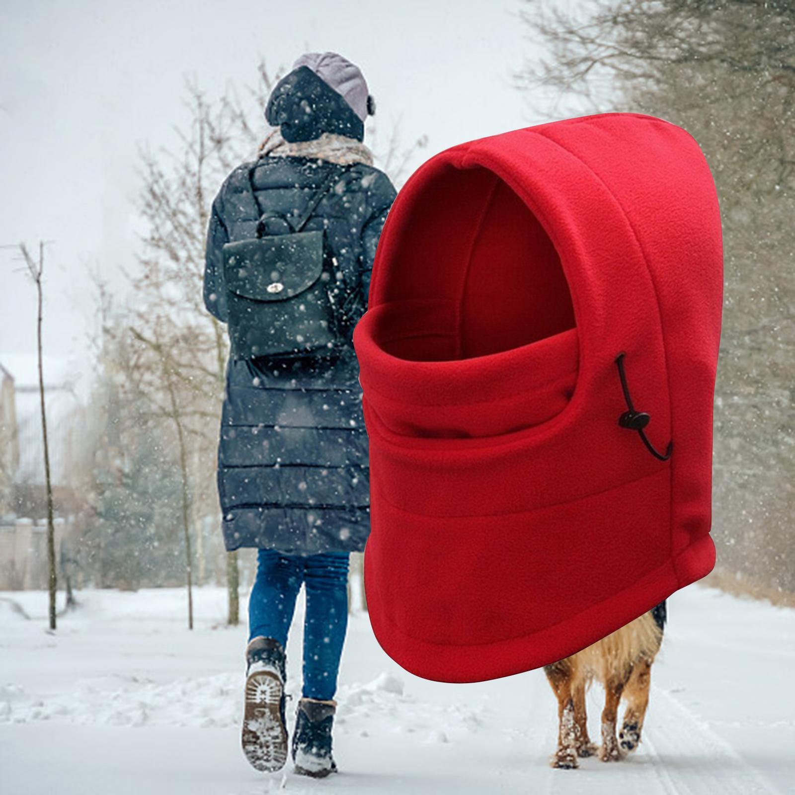 Balaclava Adjustable Scarf Winter Hat Windproof Neck Warmer Comfortable Red