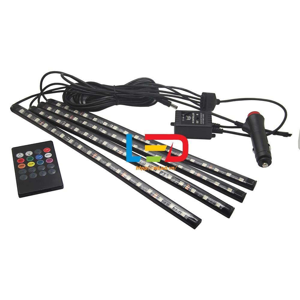 Đèn led gầm xe ô tô, đèn cảm ứng 7 màu, trang trí nội thất ô tô, điều khiển từ xa, nhấp nháy theo nhạc