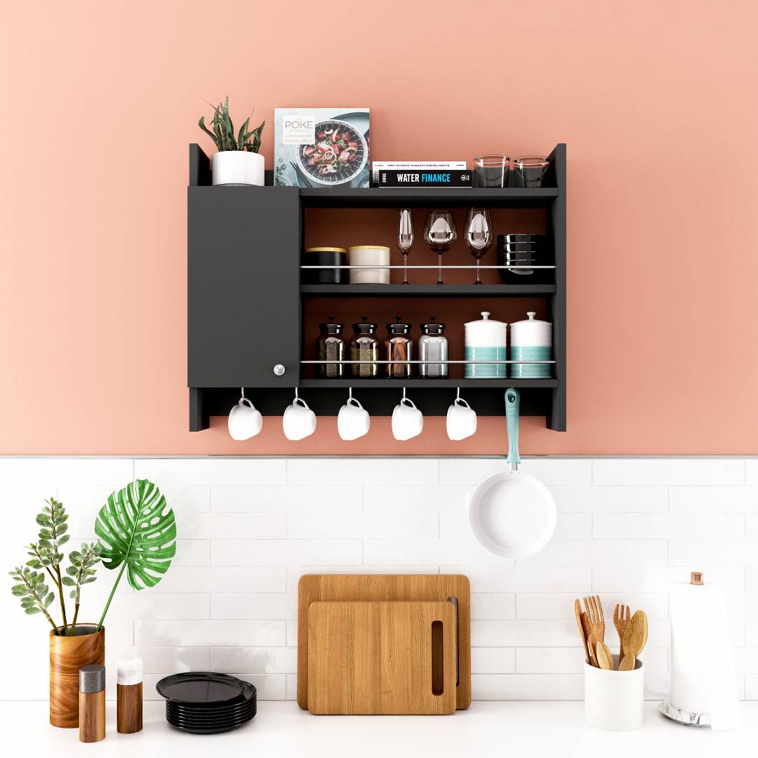 Kệ gỗ nhà bếp hiện đại SMLIFE Knerr | Gỗ MDF dày 17mm chống ẩm | D80xR15xC80cm