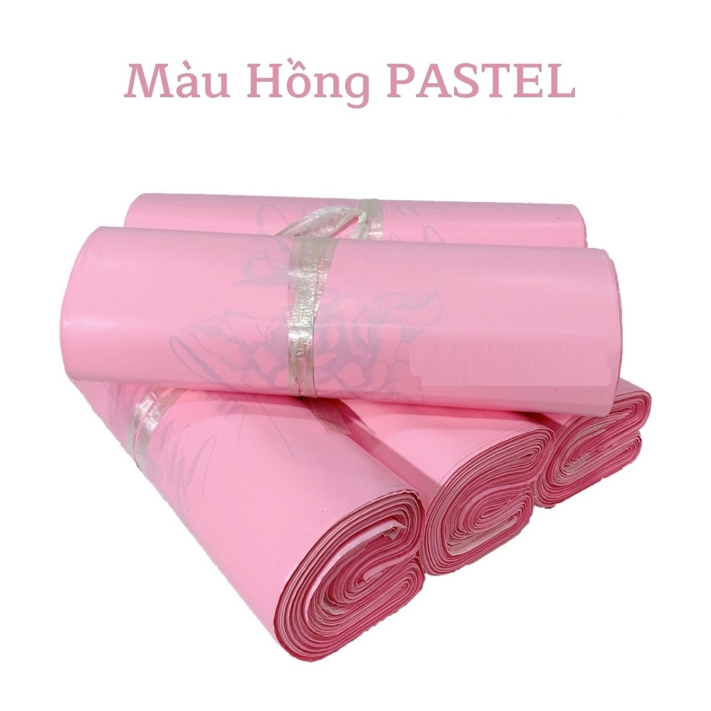 Túi Gói Hàng Túi Đóng Hàng HỒNG PASTEL Chất Liệu Cao Cấp In Thank You Hoa Văn Size 35x45