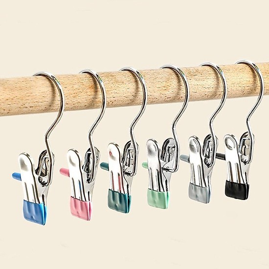 (Combo 5) Móc kẹp đơn treo quần áo, kẹp đơn treo tất vớ, mũ, nón inox tiện lợi