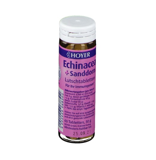 Kẹo ngậm hắc mai biển và sơ ri hữu cơ Hoyer Organic Echinacea + Sea Buckthorn 60 viên
