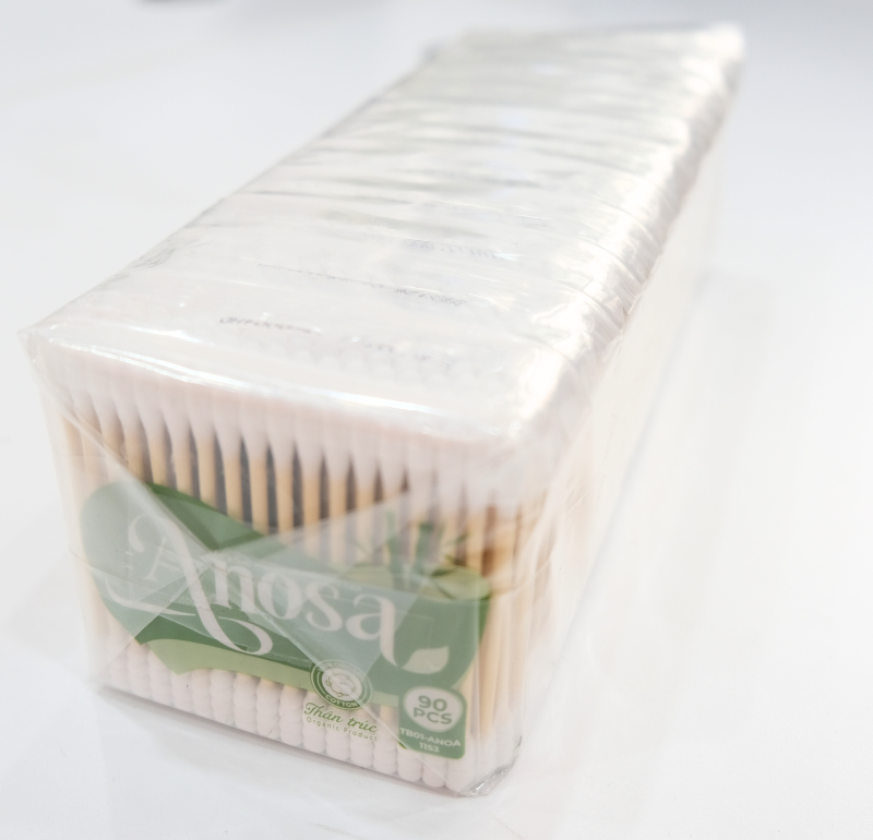 Lốc 12 túi Tăm bông Anosa người lớn thân trúc túi 90 que TB01-1153