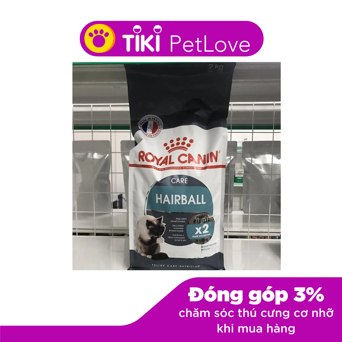 Thức ăn hạt khô cho mèo trị búi lông - Royal Cannin Hairball Care 2kg và 400g