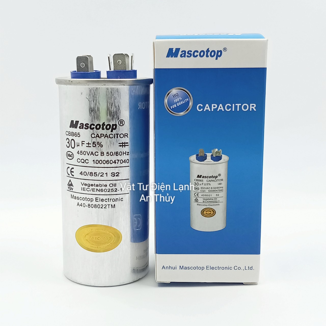 Tụ máy lạnh MASCOTOP 30uF 2 chân - Tụ điều hòa MASCOTOP 30uF 2 chân