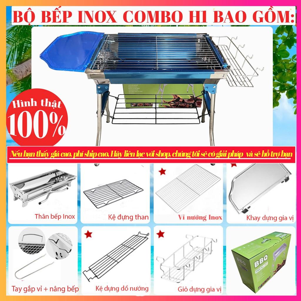 BẾP NƯỚNG THAN INOX GẤP GỌN, Lò Nướng Than Inox - COMBO-H1P