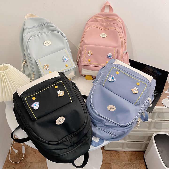 Balo nữ sinh vải mềm chống thấm nước hàng cao cấp siêu đẹp size 44cm -TẶNG KÈM GHIM GHIM CÀI SIÊU XINH