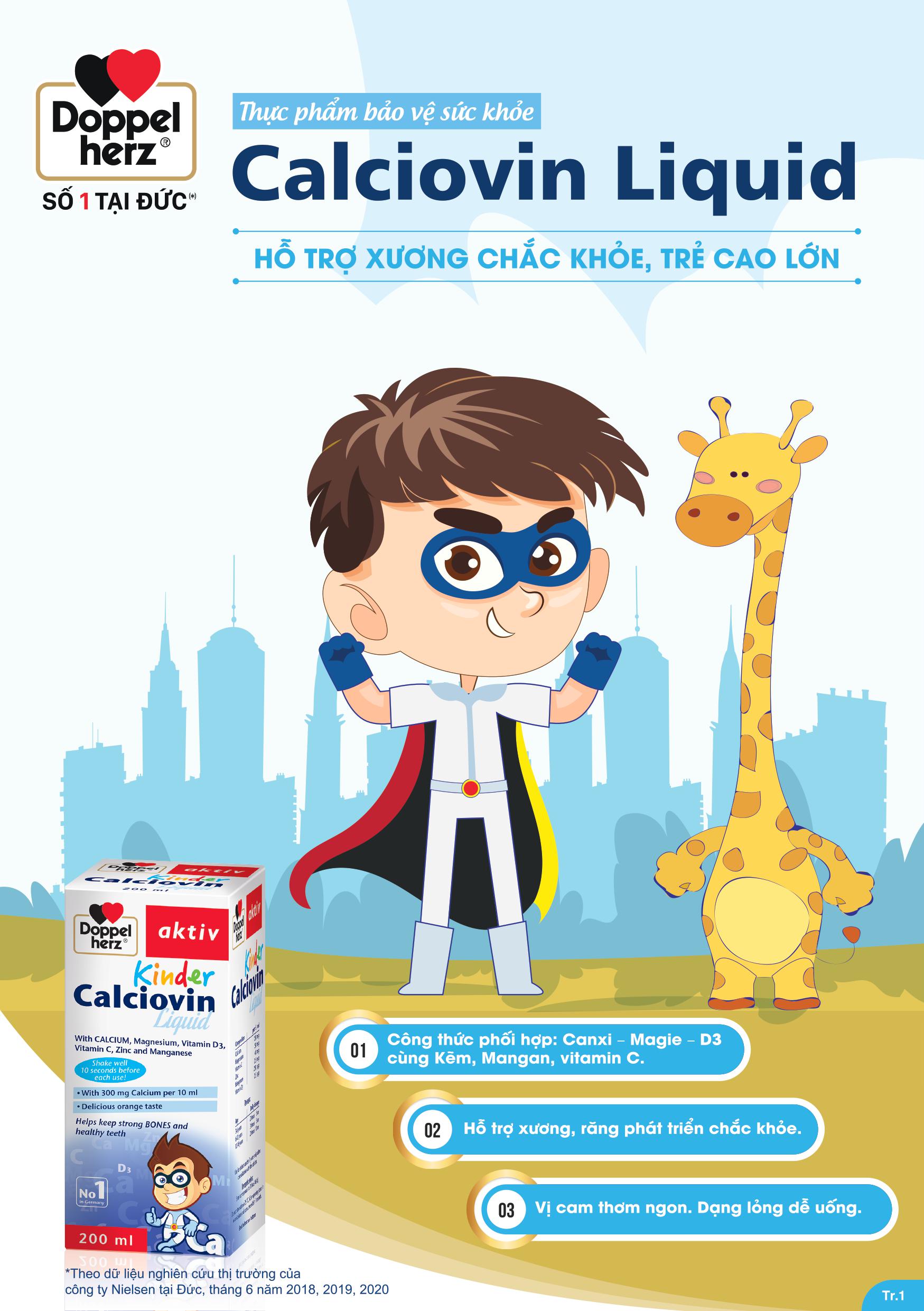Bộ đôi Thông minh cao lớn Kinder Omega-3 Syrup và Calciovin Liquid Doppelherz