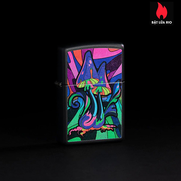 Bật Lửa Zippo 48386 – Zippo Black Light Trippy Mushroom Black Matte