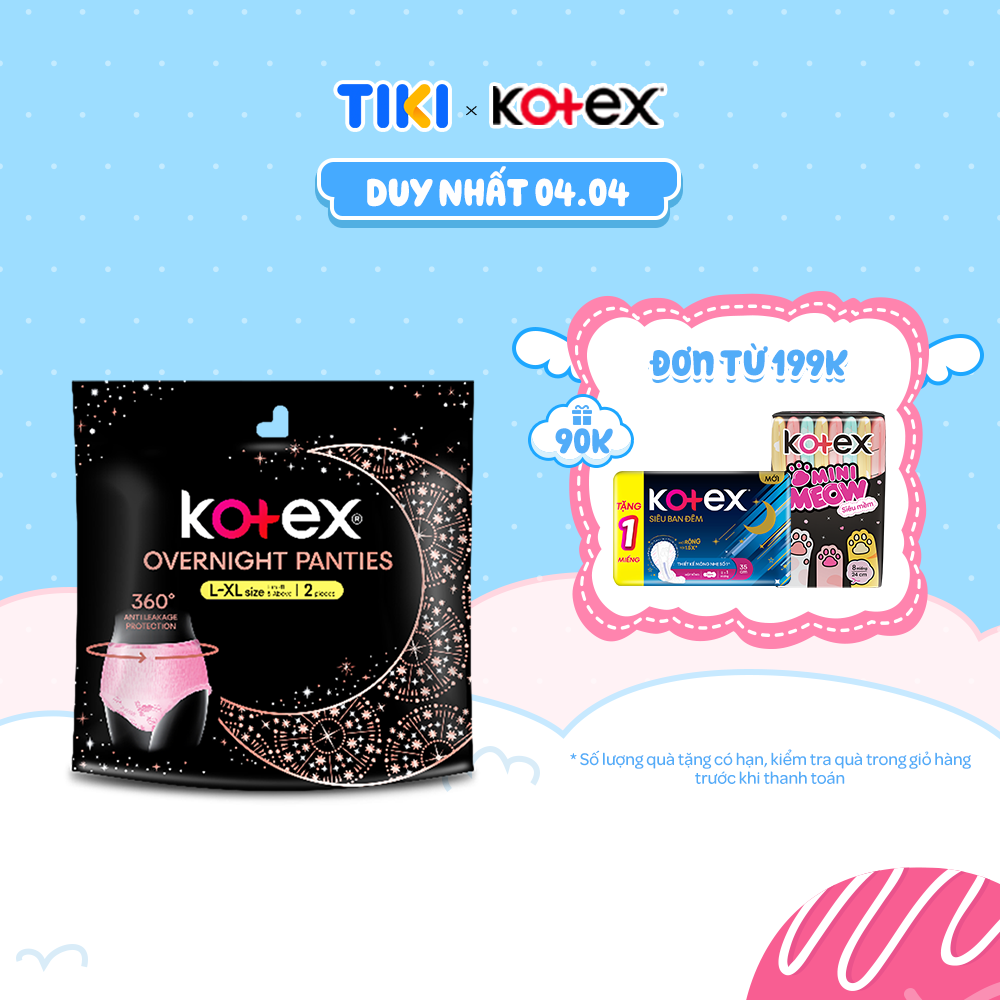 Combo 8 gói BVS Kotex Ban Đêm dạng quần cỡ M/L 2 miếng