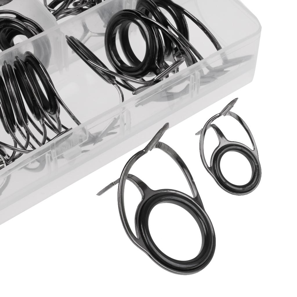 75Pcs Mixed Size Fishing Rod Rings Tip   Pole Repair Kit Line Guides Eyes