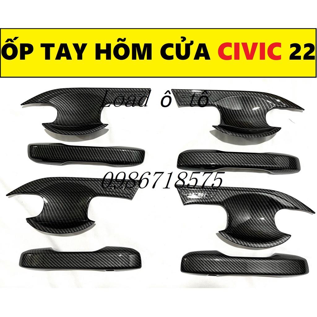 Ốp Tay Nắm, Hõm Cửa Vân Carbon Xe Honda Civic 2022-23 Mẫu Vân Carbon Cao Cấp