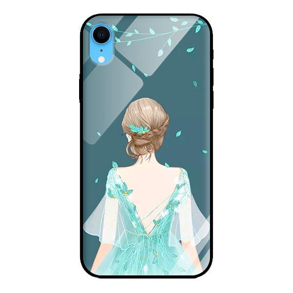 Ốp kính cường lực cho iPhone XR Cô Gái Nền Xanh - Hàng chính hãng