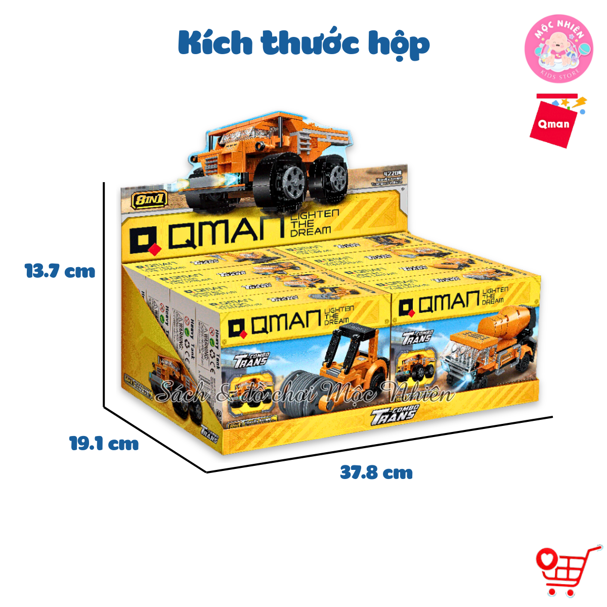 Đồ Chơi Xếp Hình Lắp Ráp 8 in 1 Qman 42204 - Xe Xây Dựng Xe Vận Tải Hạng Nặng (463 mảnh ghép) - Dành cho bé từ 6 tuổi