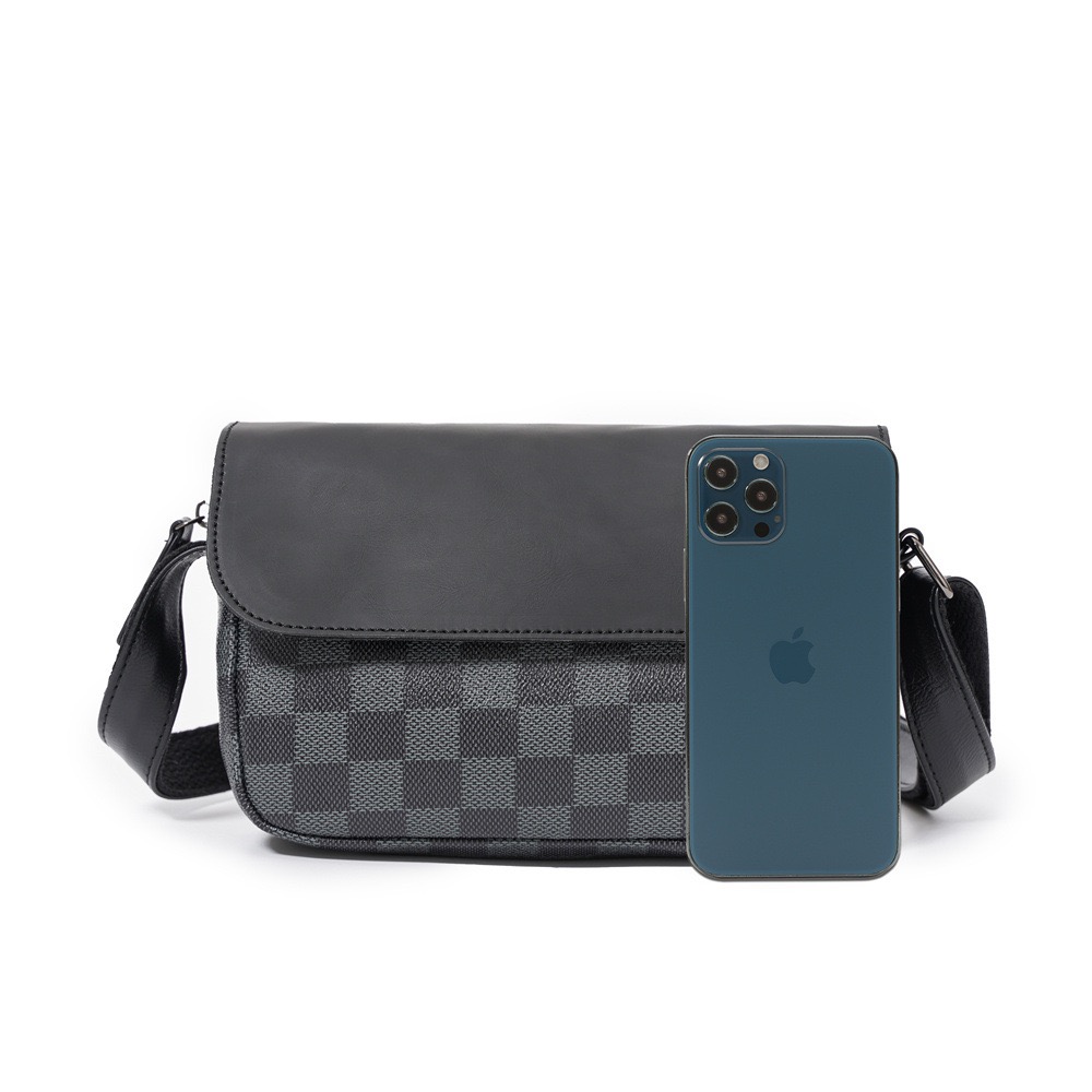 Fashion Check Pattern Shoulder Bag Cover Type PU Leather Small Shoulder Bag