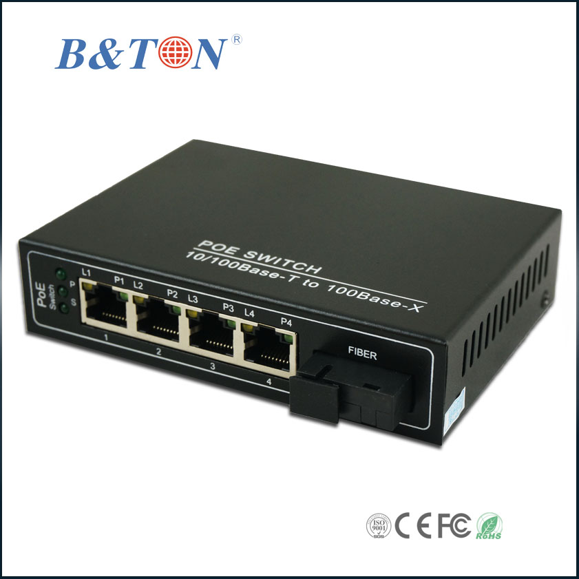 04PoE Switch + 1 Fiber 10/100M. BTON