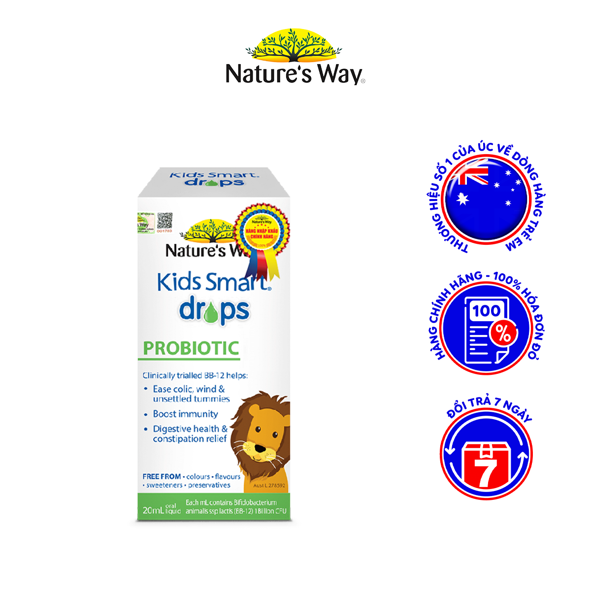 Siro Uống Nature's Way Kids Smart Drops Probiotic Bổ Sung Men Vi Sinh Cho Bé 20ml