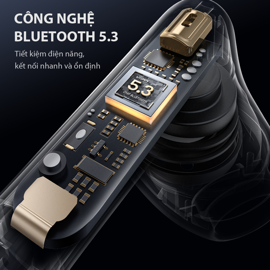 Tai Nghe Bluetooth Không Dây VIVAN T220 Plus Bluetooth 5.3 Chống Ồn ENC 4 Mic Nút Tai Nghe Cao Su Tháo Rời Độ Trễ 45ms - HÀNG CHÍNH HÃNG