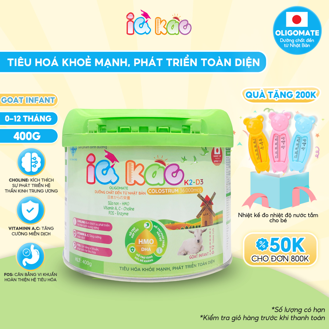 Sữa bột sữa dê IQ KAO Goat Infant giúp bé tiêu hóa khỏe mạnh, phát triển toàn diện hộp 400g
