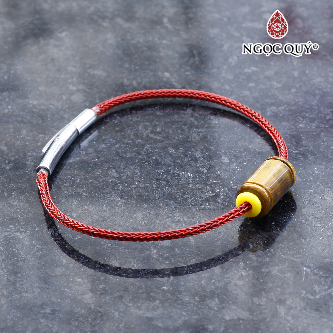 Vòng tay xỏ lu đá thạch anh mắt hổ vàng nâu mệnh thổ,kim - Ngọc Quý Gemstones