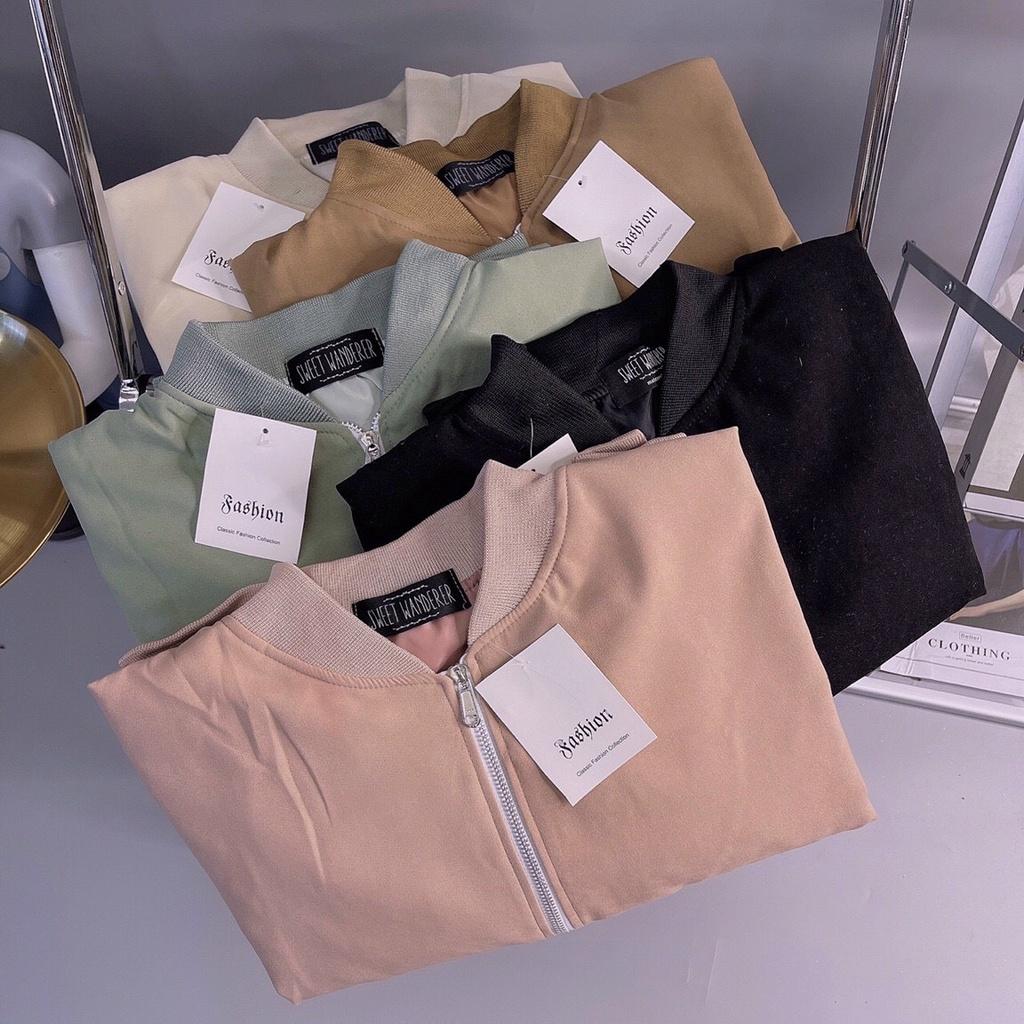 Áo Khoác Bomber Da Lộn Basic 2 Lớp Tay Phồng Mịn Mềm FREE SIZE Form Nữ Ulzzang có thể chống nắng, chống gió, chống bụi, chống rét, chống tia UV cực tốt