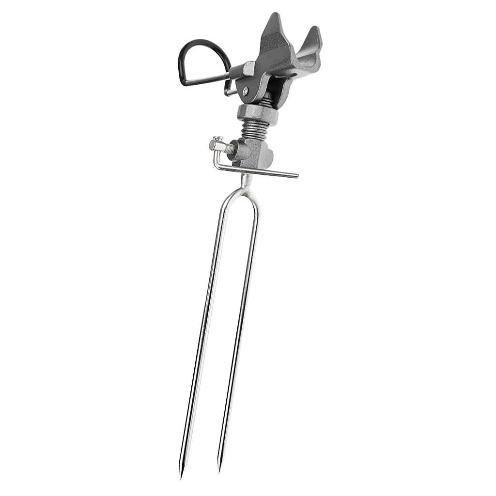 Stainless Steel Single Spring Fishing Pole Rod Stand Bracket Ground Holder