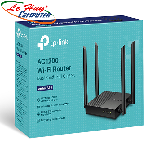 Router Wifi TP-Link Archer A64 chuẩn AC1200 2 băng tần -- Hàng Chính Hãng