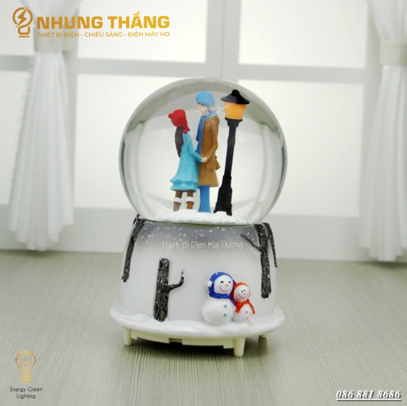 Quả Cầu Tuyết Phát Nhạc Đôi Tình Nhân Ngồi Thuyền Lãng Mạn - Quà Tặng Ý Nghĩa Tình yêu Tỏ tình
