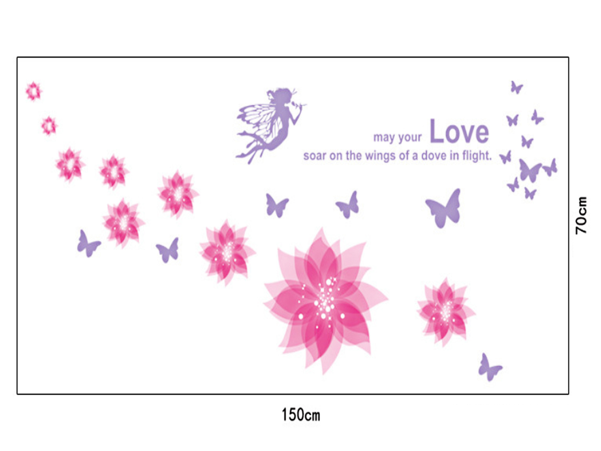 Decal dán tường hoa pha lê hồng 8 cánh