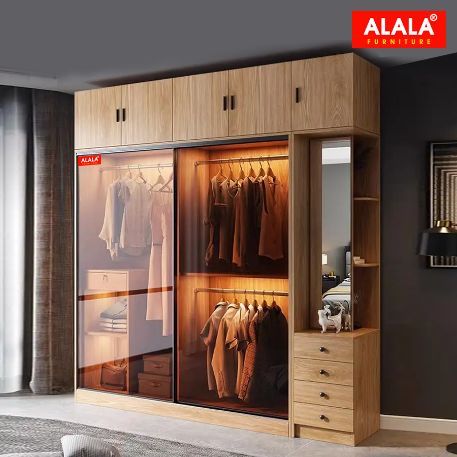 Tủ quần áo ALALA293 cánh kính cao cấp/ Miễn phí vận chuyển và lắp đặt/ Đổi trả 30 ngày/ Sản phẩm được bảo hành 5 năm từ thương hiệu ALALA