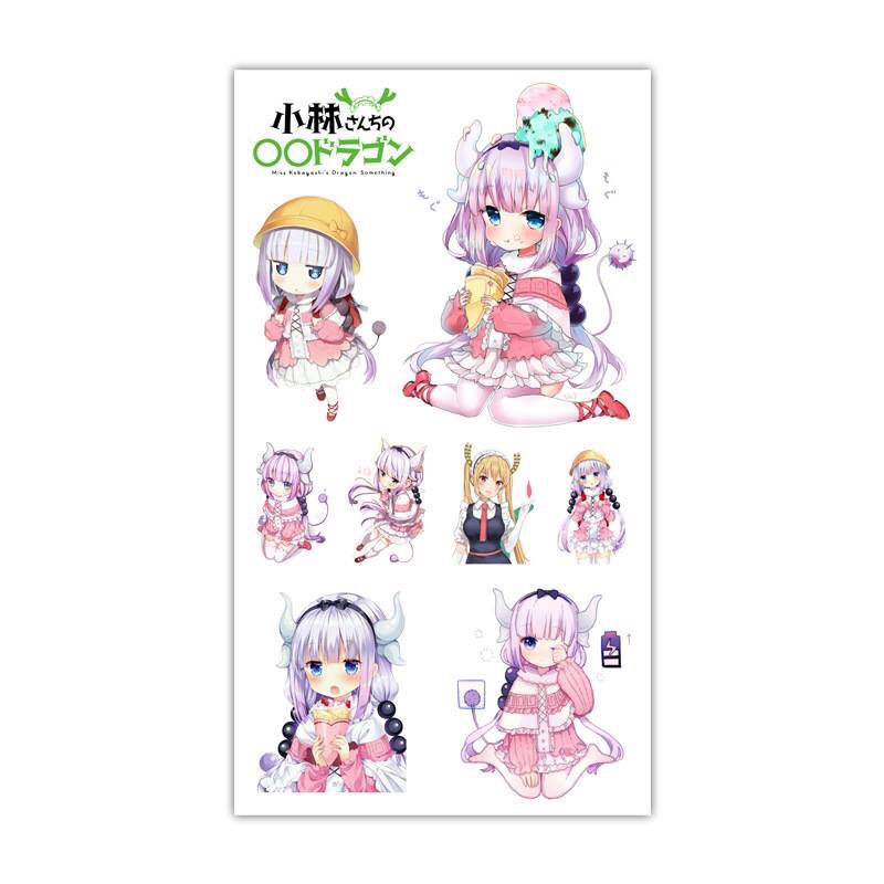 Set 5 Bảng hình xăm Maid Dragon: Kanna Sticker Tattoo
