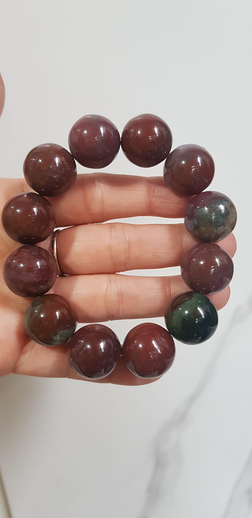 Vòng Tay Nam đá casidon Size vòng 18mm Vòng đẹp hiếm màu nâu đất xám ít vân xanh hợp mệnh thổ ạ