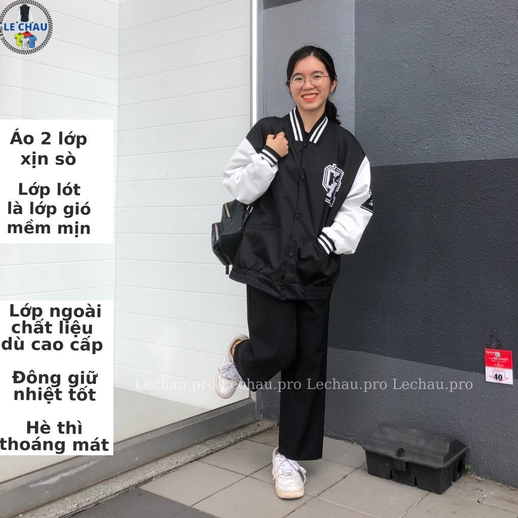 Áo khoác bomber bóng chày nam,nữ form rộng chất liệu dù 2 lớp bền đẹp - VIP CYM  L &lt; 65kg