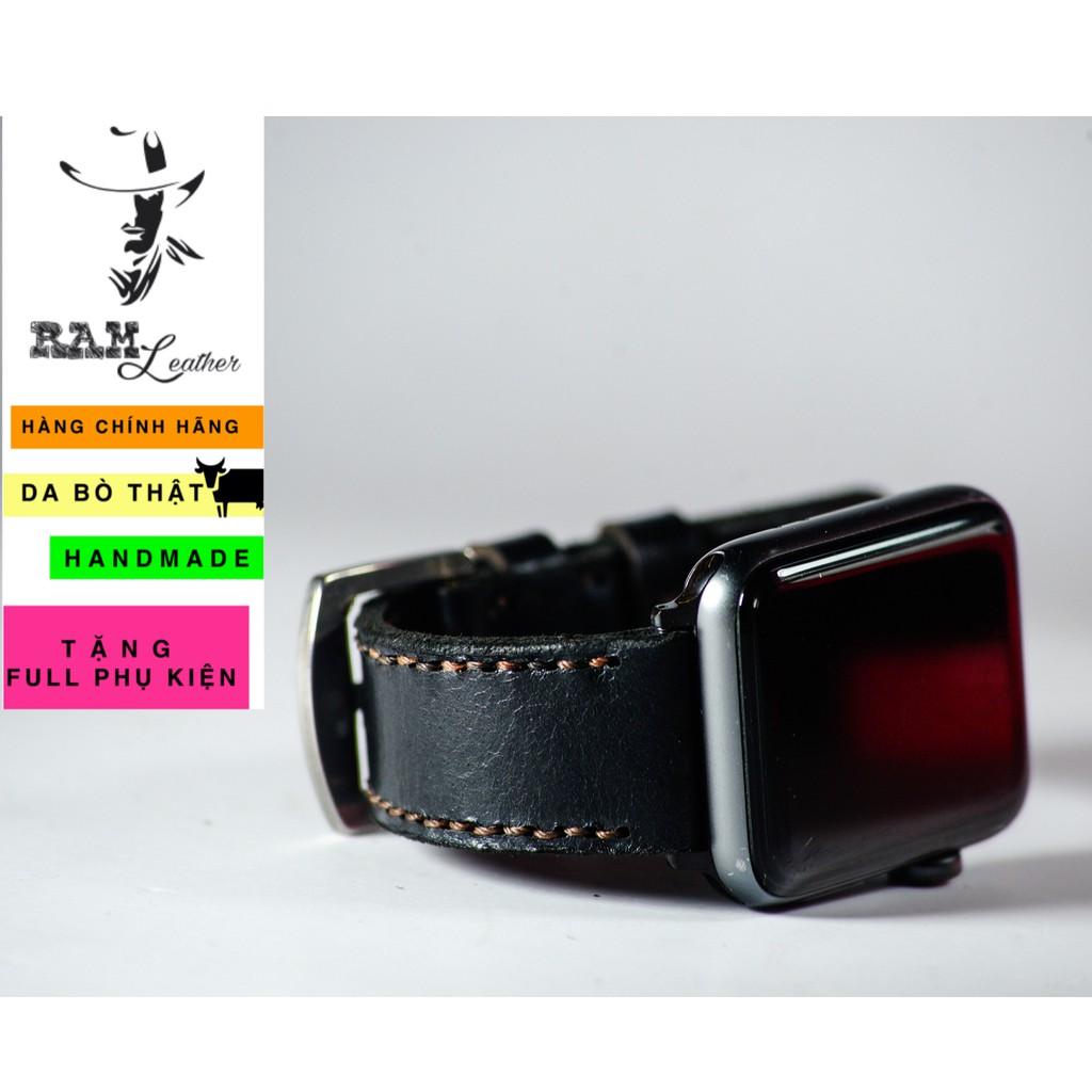 Dây đồn hồ RAM Leather cho seiko5 da bò đen tuyền RAM b1+black