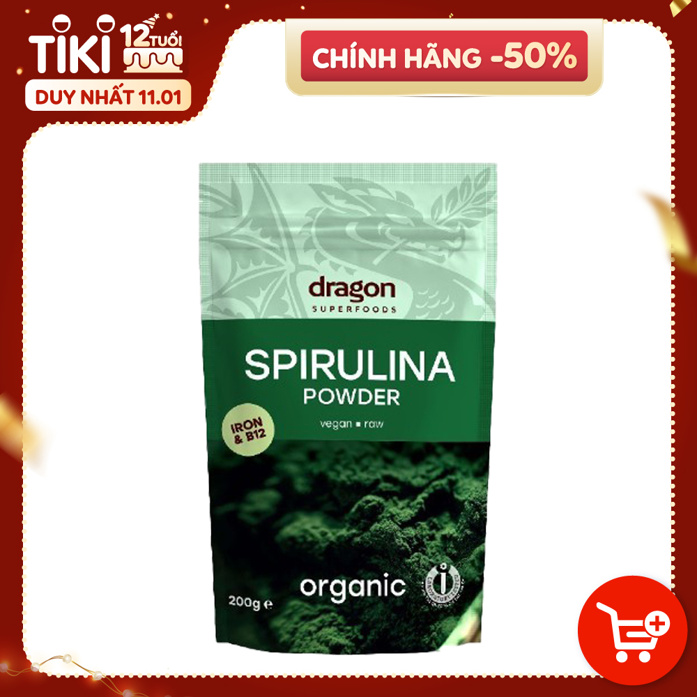 Bột tảo xoắn hữu cơ Dragon Supperfoods 200gr Spirulina powder Dragon Supperfoods 200gr