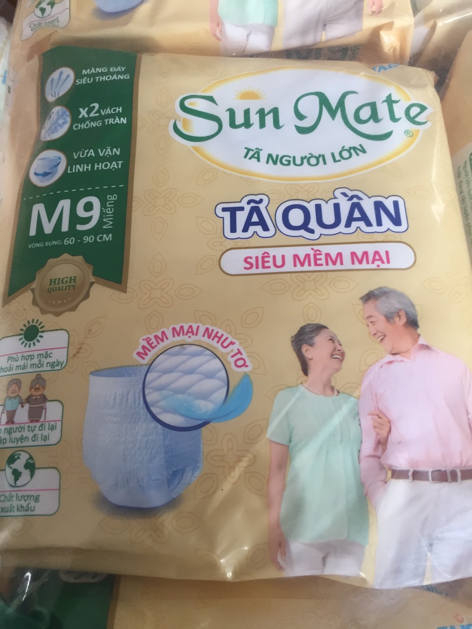 Combo 2 Gói Tã quần Sunmate M9 Siêu Mềm Mại - Tã Quần Người Lớn - Date luôn mới