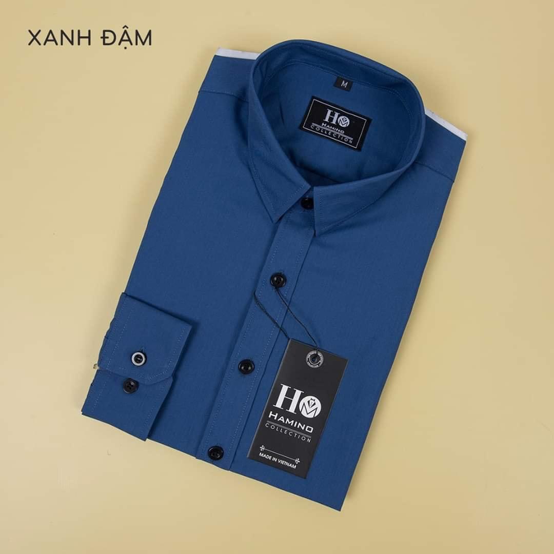 Áo sơ mi nam trơn dài tay, gấp hộp áo sơ mi công sở chất liệu lụa mịn cao cấp