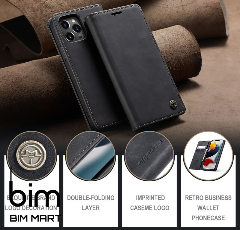 Bao da cao cấp dành cho iPhone 13 Pro dạng ví chính hãng Caseme - Hàng Nhập Khẩu