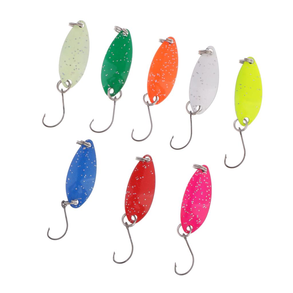 8 Pieces Fishing Lure Bait Metal Hard Baits Fishing Spoon Lure Colorful Tool