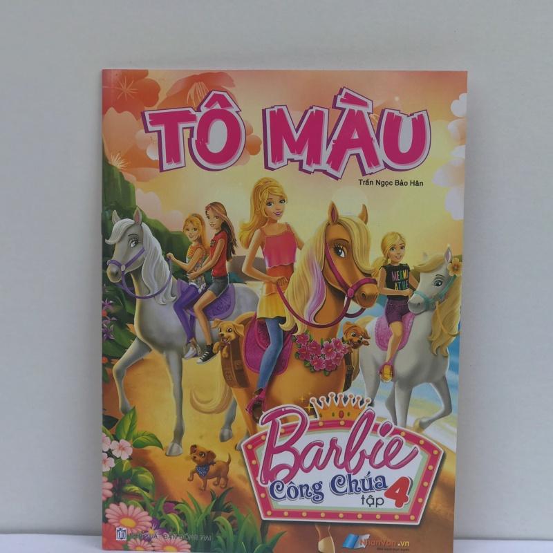 combo 4 tập/vở tô màu barbie cong chúa